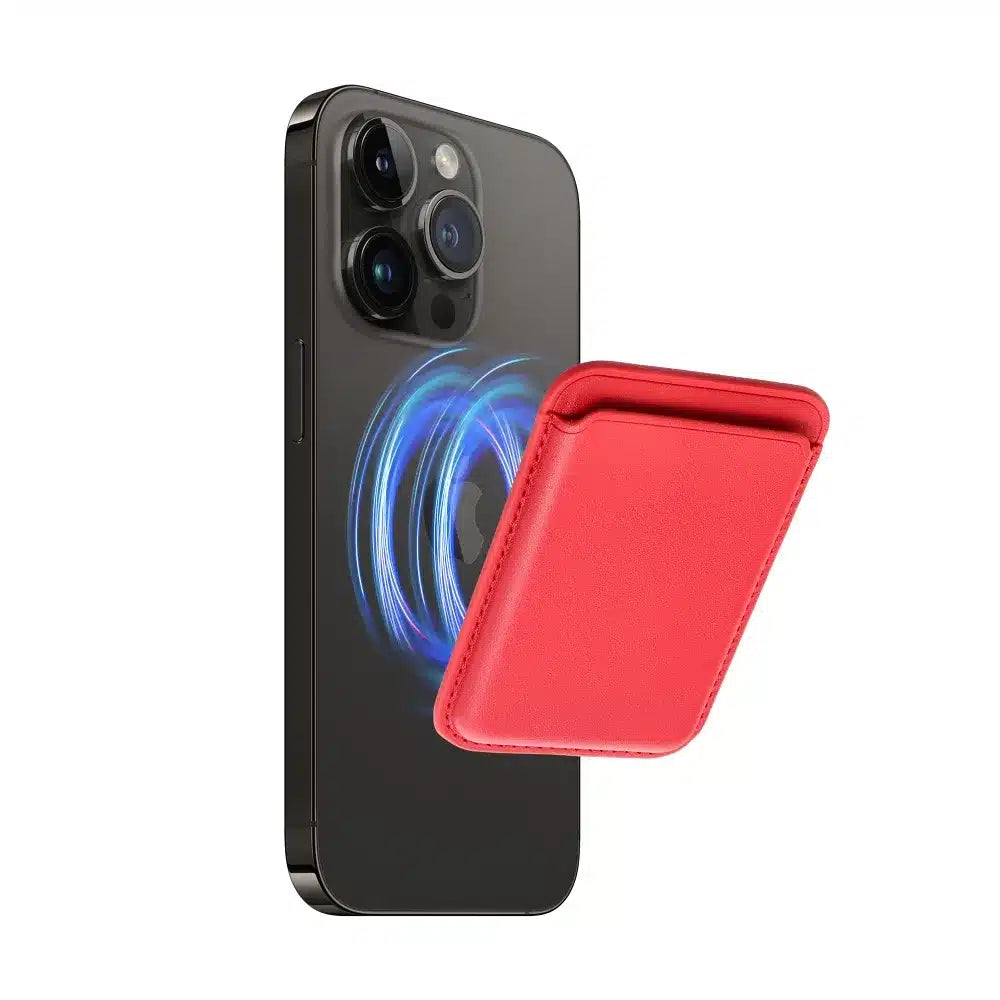 Usnjena magnetna denarnica Wallet rdeča