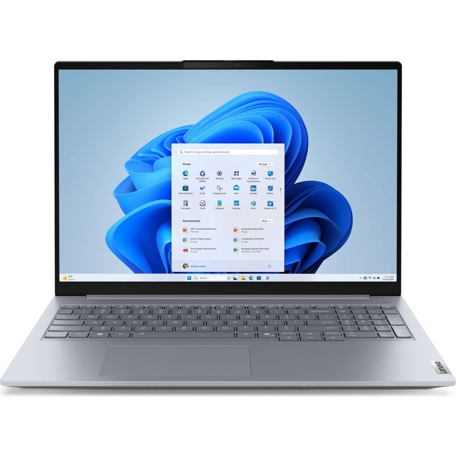 Lenovo ThinkBook 16 G8 IRL Intel Core 7 240H Prijenosno računalo 40,6 cm (16") WUXGA 16 GB DDR5-SDRAM 512 GB SSD Wi-Fi 6E (802.11ax) Windows 11 Pro Sivo