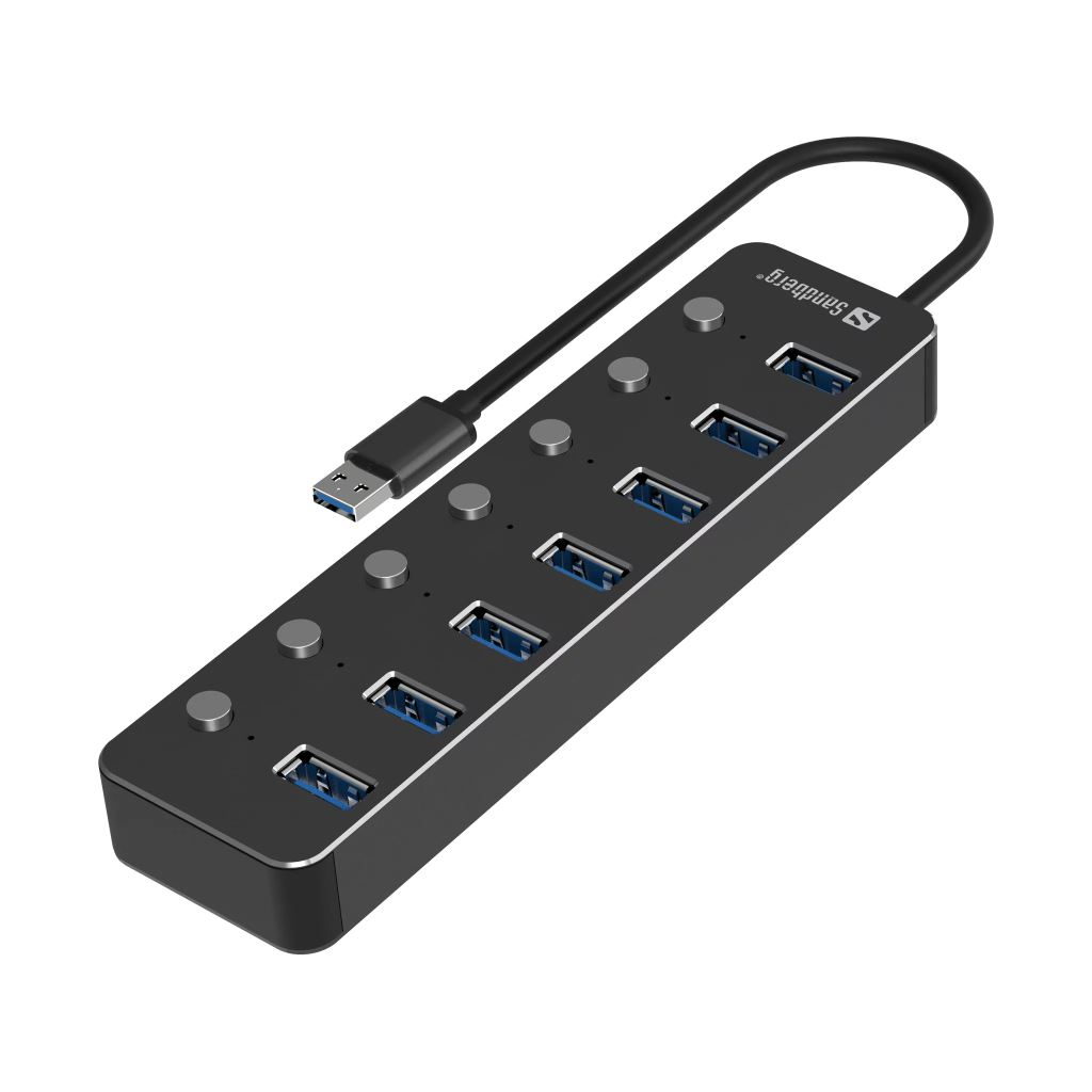 Sandberg 134-33 sučelje čvorišta USB 3.2 Gen 1 (3.1 Gen 1) Type-A 5000 Mbit/s Crno