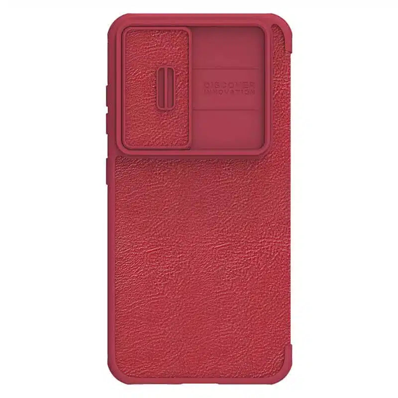 Nillkin Qin Leather Pro preklopna torbica z zaščito za kamero za Samsung Galaxy S23 – rdeča