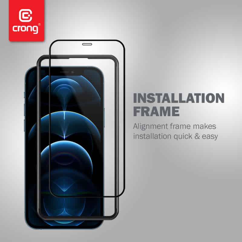 CRONG 3D ARMOUR GLASS KALJENO STEKLO ZA CEL ZASLON IPHONE 12 PRO MAX + OKVIR ZA NAMESTITEV