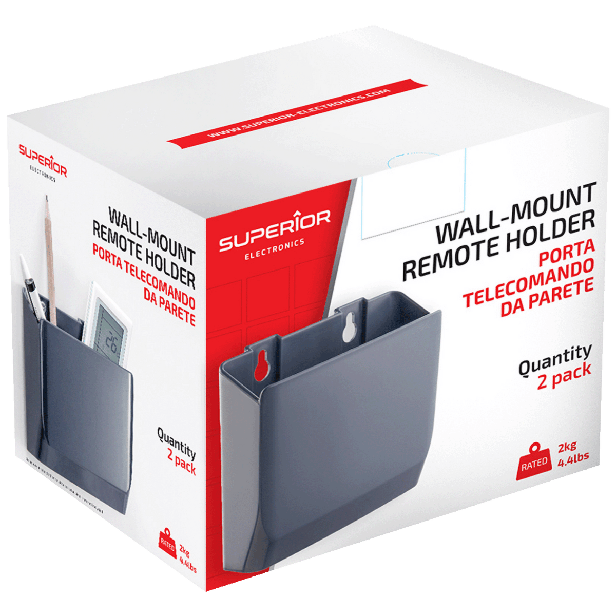 Superior Nosač za daljinski upravjač, zidni, pakiranje 2 kom. - Wall-Mounted Remote Control Holder