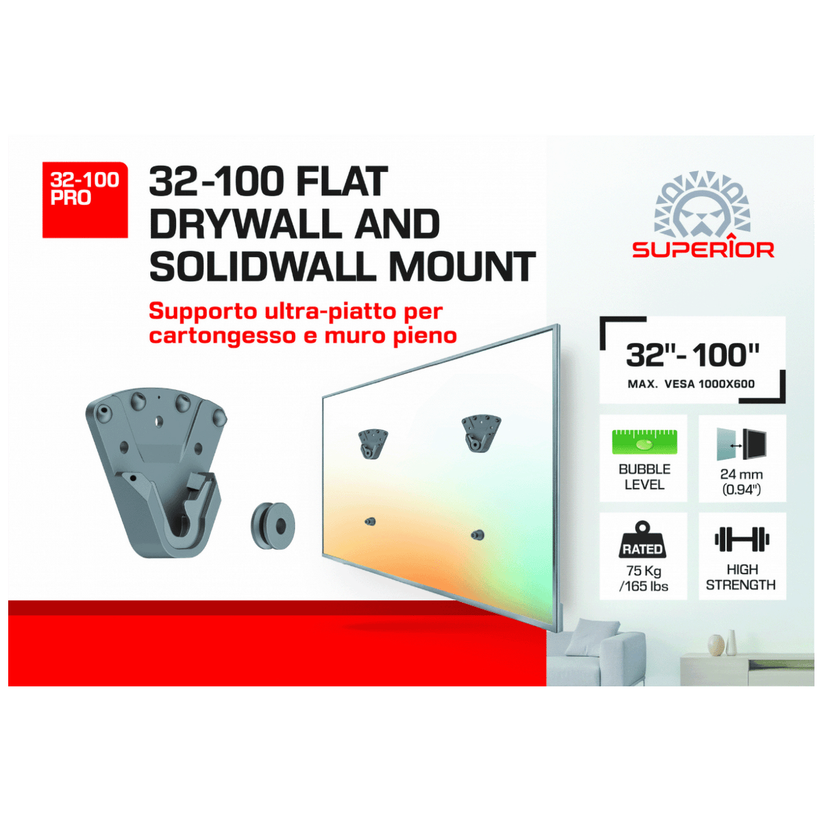 Superior Nosač za TV prijemnike 32"- 100", Ultra SLIM, 75 kg. - TV Wall Mount 32-100 PRO