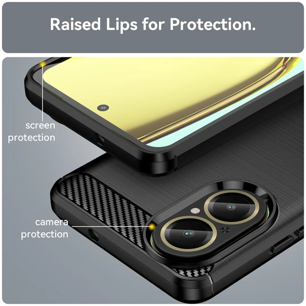 Techsuit Carbon Silicone ovitek za Realme C67 4G – črn