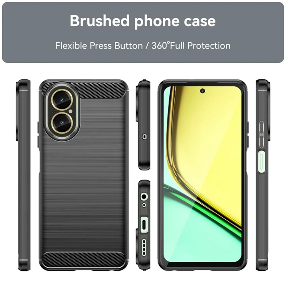 Techsuit Carbon Silicone ovitek za Realme C67 4G – črn