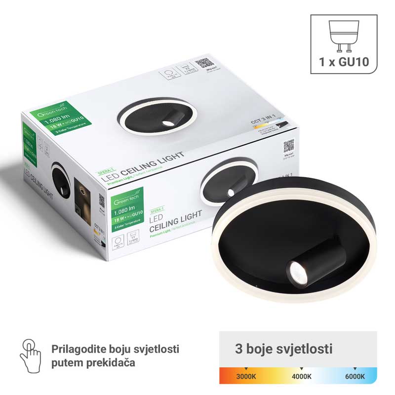 Stropna dekorativna svjetiljka Green Tech SFERA-1 18W