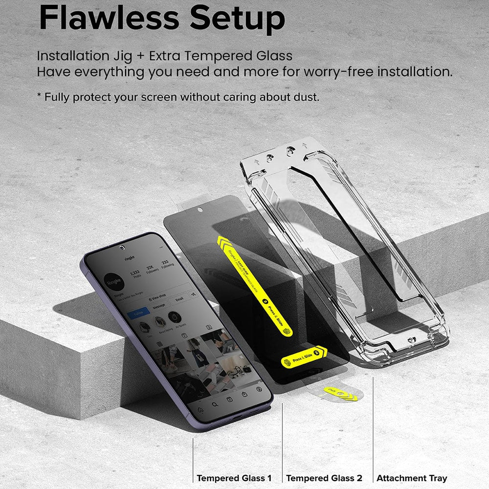 Ringke – Easy Slide kaljeno steklo (2 kosa) za Samsung Galaxy S24 Plus – Privacy