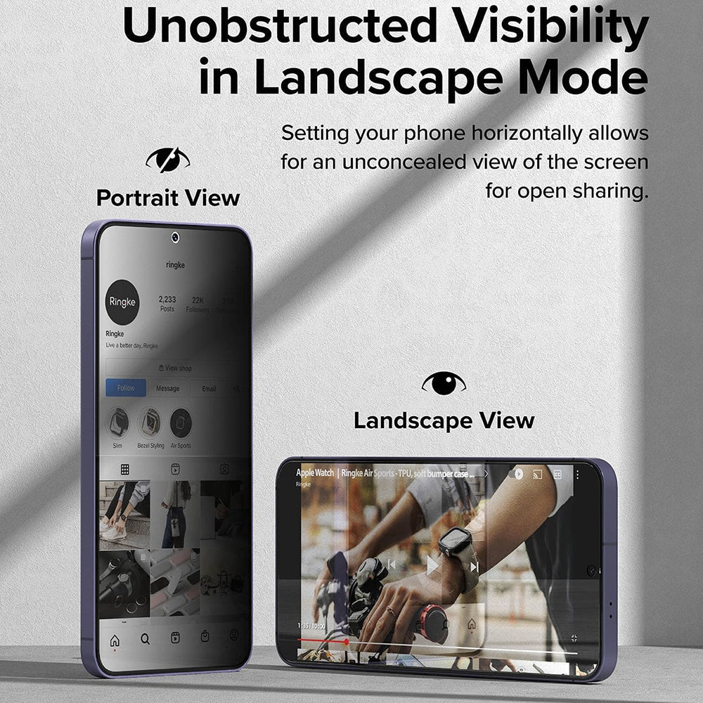 Ringke – Easy Slide kaljeno steklo (2 kosa) za Samsung Galaxy S24 Plus – Privacy