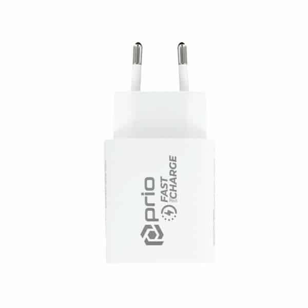 Prio Fast Charge stenski polnilec 20W PD (USB C) + QC 3.0 (USB A) bel