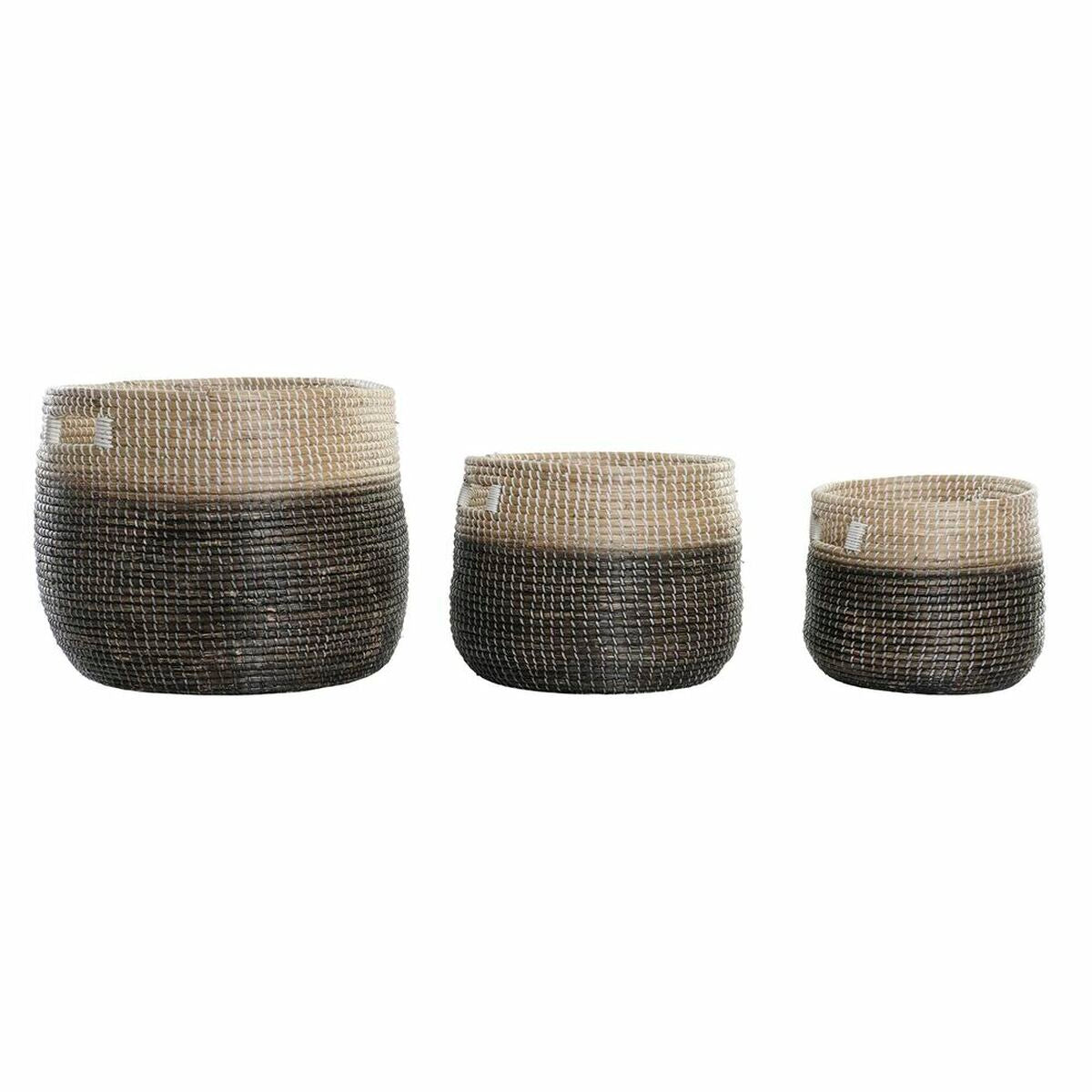 Set košara DKD Home Decor Siva Prirodno Morska trava (3 Dijelovi)