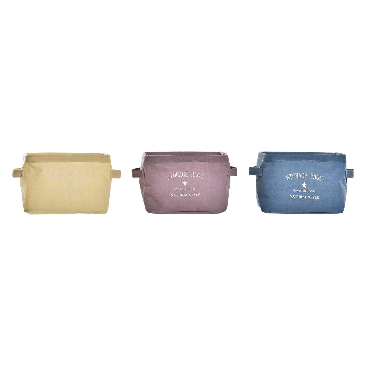 košara DKD Home Decor Rumena Plava Granatna Platno moderan 20 x 16 x 15 cm (3 kom.)