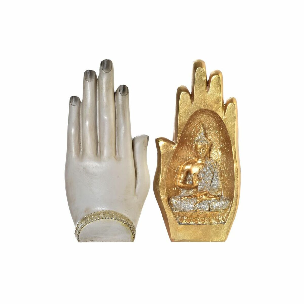 Ukrasna figura DKD Home Decor Siva zlatan Buda Smola (10 x 7,2 x 20,9 cm) (2 kom.)