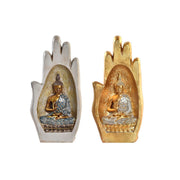 Ukrasna figura DKD Home Decor Siva zlatan Buda Smola (10 x 7,2 x 20,9 cm) (2 kom.)