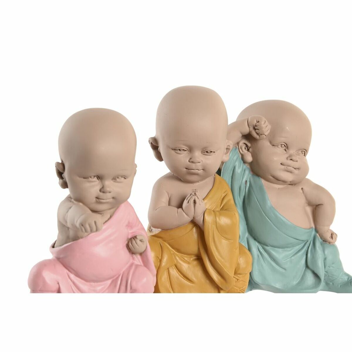Ukrasna figura DKD Home Decor Plava Roza Rumena Smola Opat (8 x 5,5 x 12,7 cm) (3 kom.)