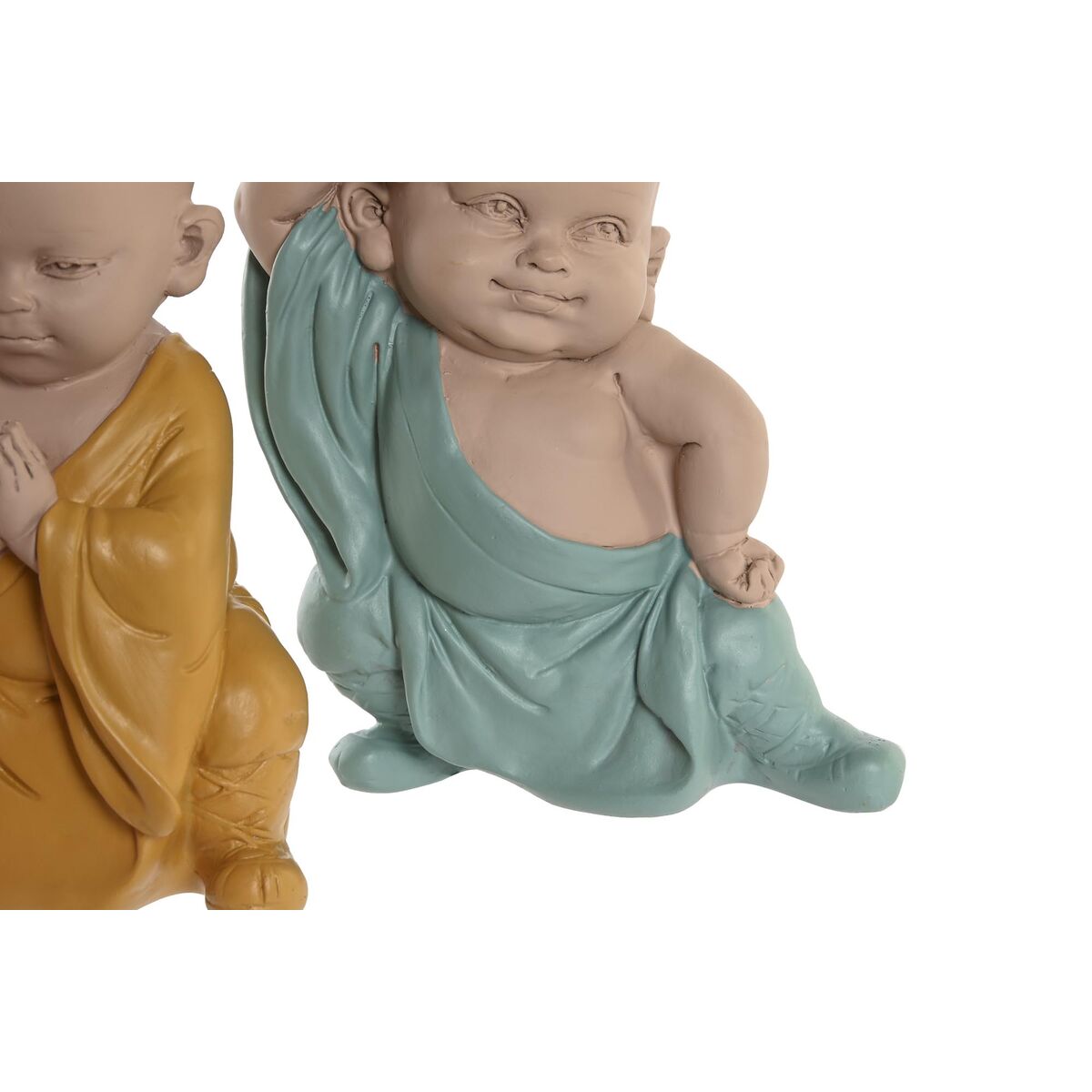 Ukrasna figura DKD Home Decor Plava Roza Rumena Smola Opat (8 x 5,5 x 12,7 cm) (3 kom.)
