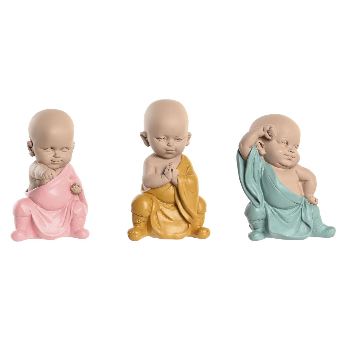Ukrasna figura DKD Home Decor Plava Roza Rumena Smola Opat (8 x 5,5 x 12,7 cm) (3 kom.)