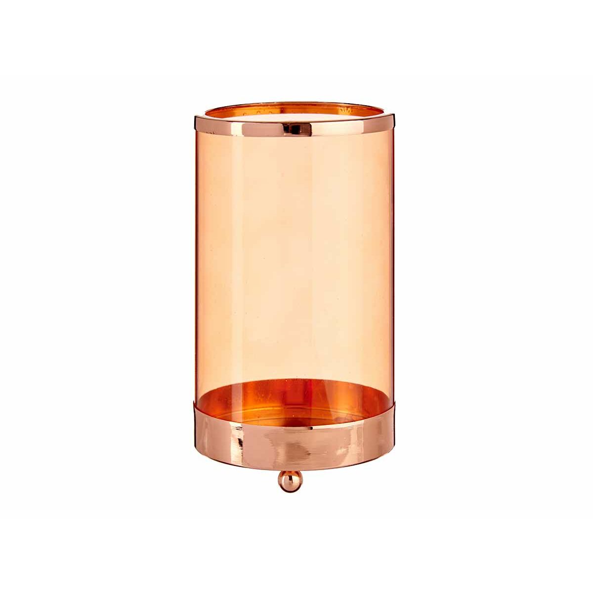 Svijećnjak Bakar Jantar cilindar Metal Staklo (9,7 x 16,5 x 9,7 cm)