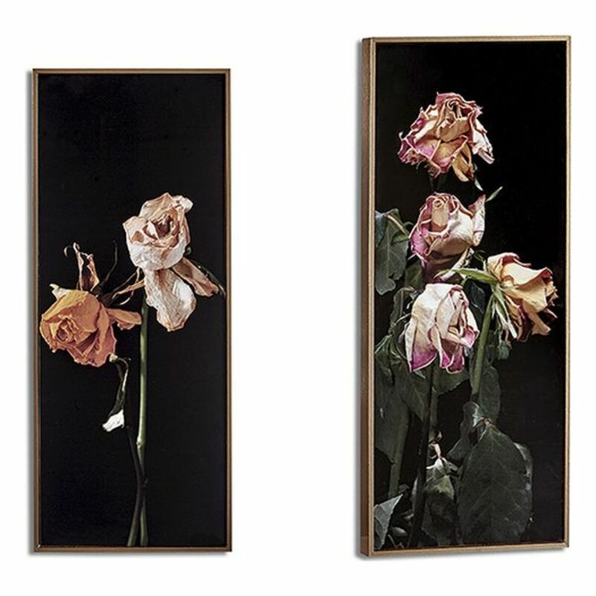 Slika Gift Decor Crna Zlato zlatan iverica Ziedi 21,2 x 2 x 51,2 cm 21,2 x 51,2 x 2 cm