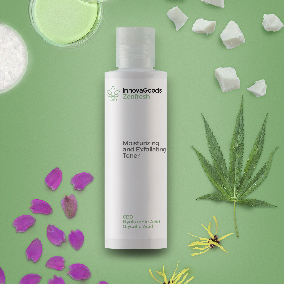 Paket električna sauna za lice, CBD gel za čišćenje lica Zenpure 200 ml i tonik CBD Zenfresh 150 ml InnovaGoods