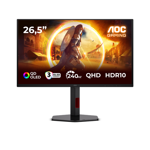 AOC G4 Q27G4ZDR računalni monitor 67,3 cm (26.5") 2560 x 1440 pikseli Quad HD QD-OLED Crno, Crveno