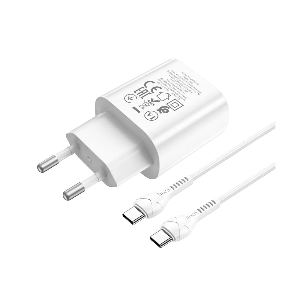HOCO Type C PD 25W QC3.0 polnilec s Type C kablom Jetta N22 bel