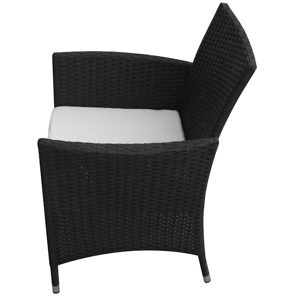 5-dijelni vrtni blagovaonski set od poliratana s jastucima crni Crna Dužina stola 90 cm