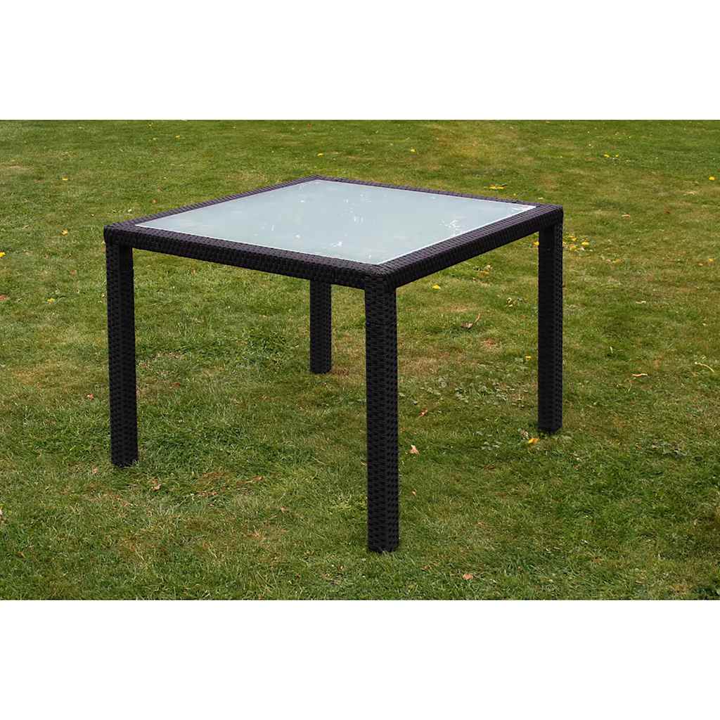 5-dijelni vrtni blagovaonski set od poliratana s jastucima crni Crna Dužina stola 90 cm