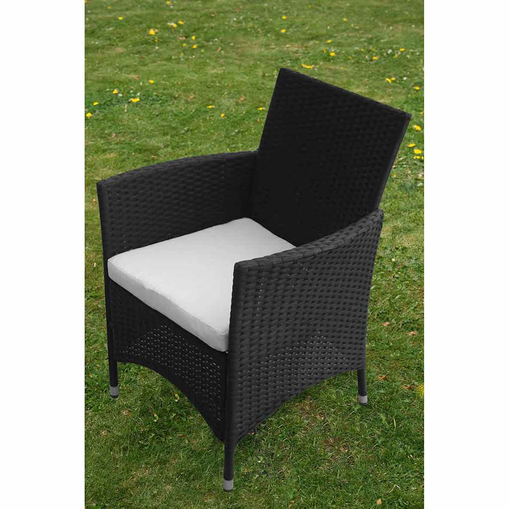 5-dijelni vrtni blagovaonski set od poliratana s jastucima crni Crna Dužina stola 90 cm