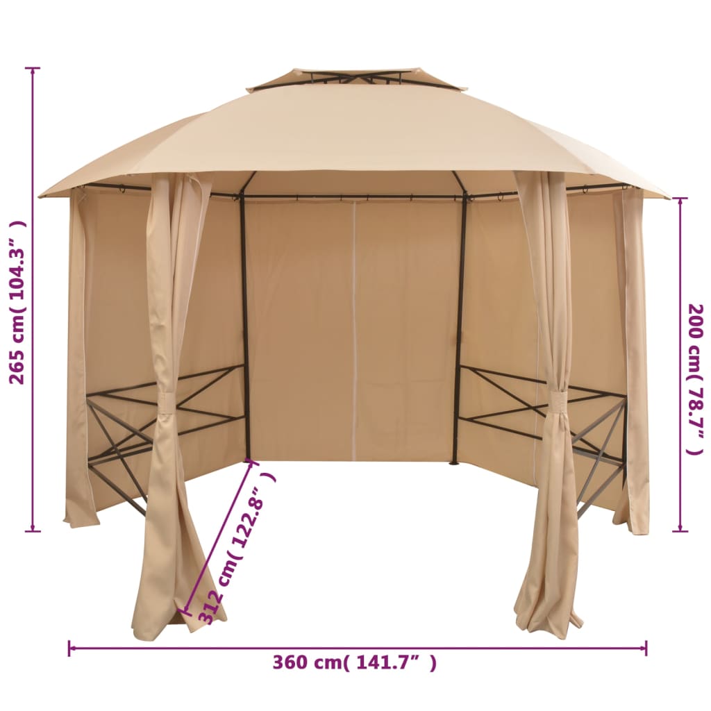 Vrtni šator/paviljon sa zavjesama šesterokutni 360 x 265 cm