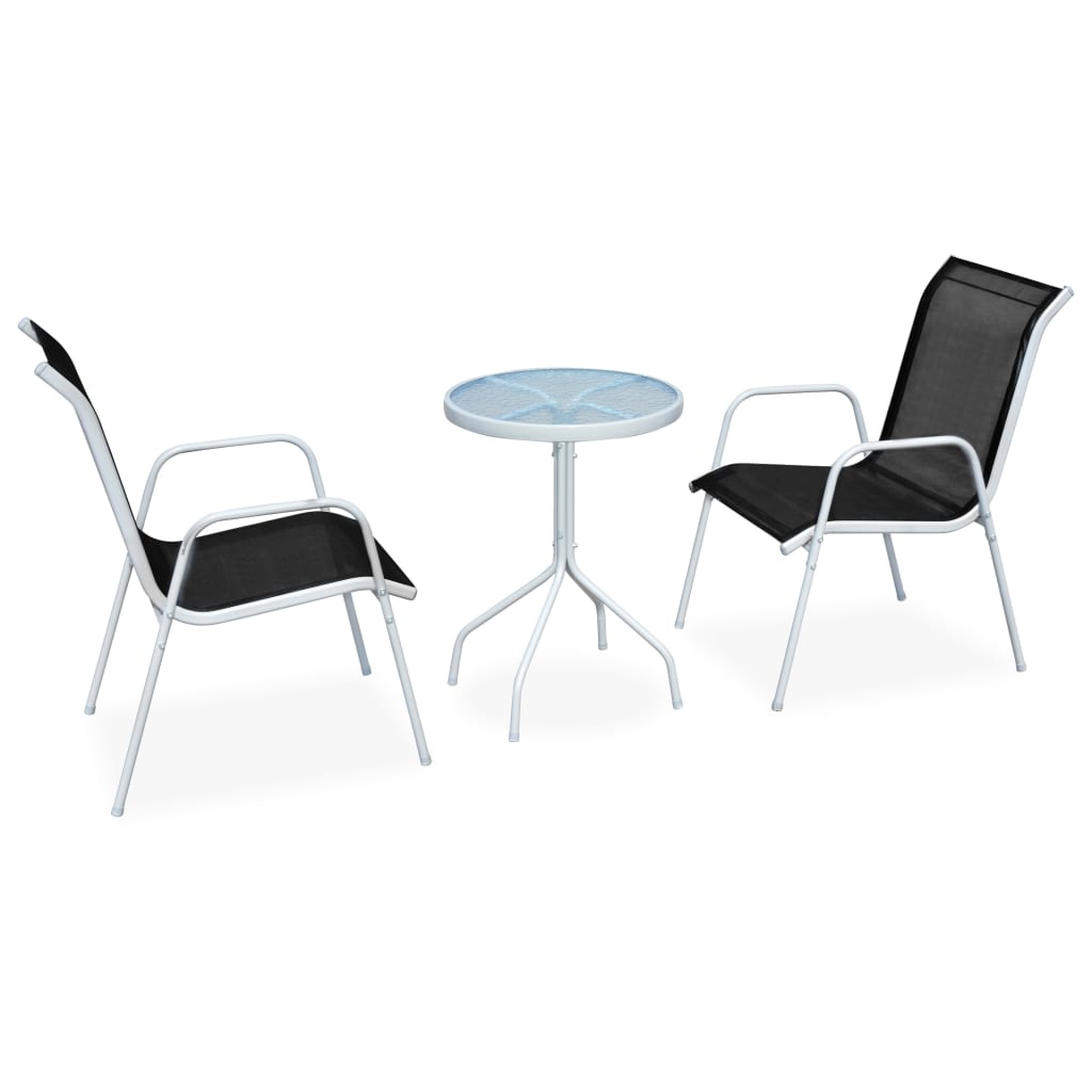 3-dijelni bistro set čelični crni