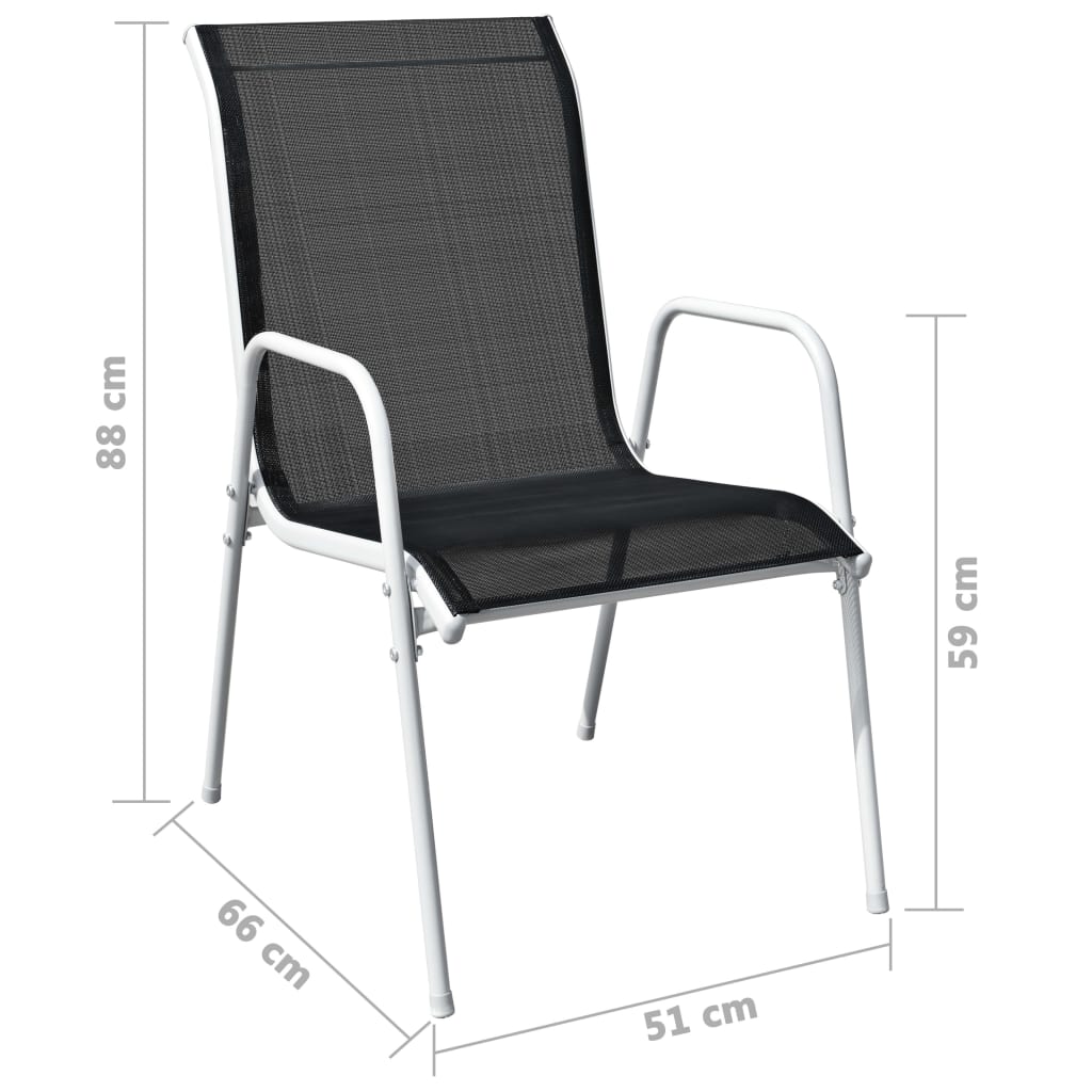 3-dijelni bistro set čelični crni