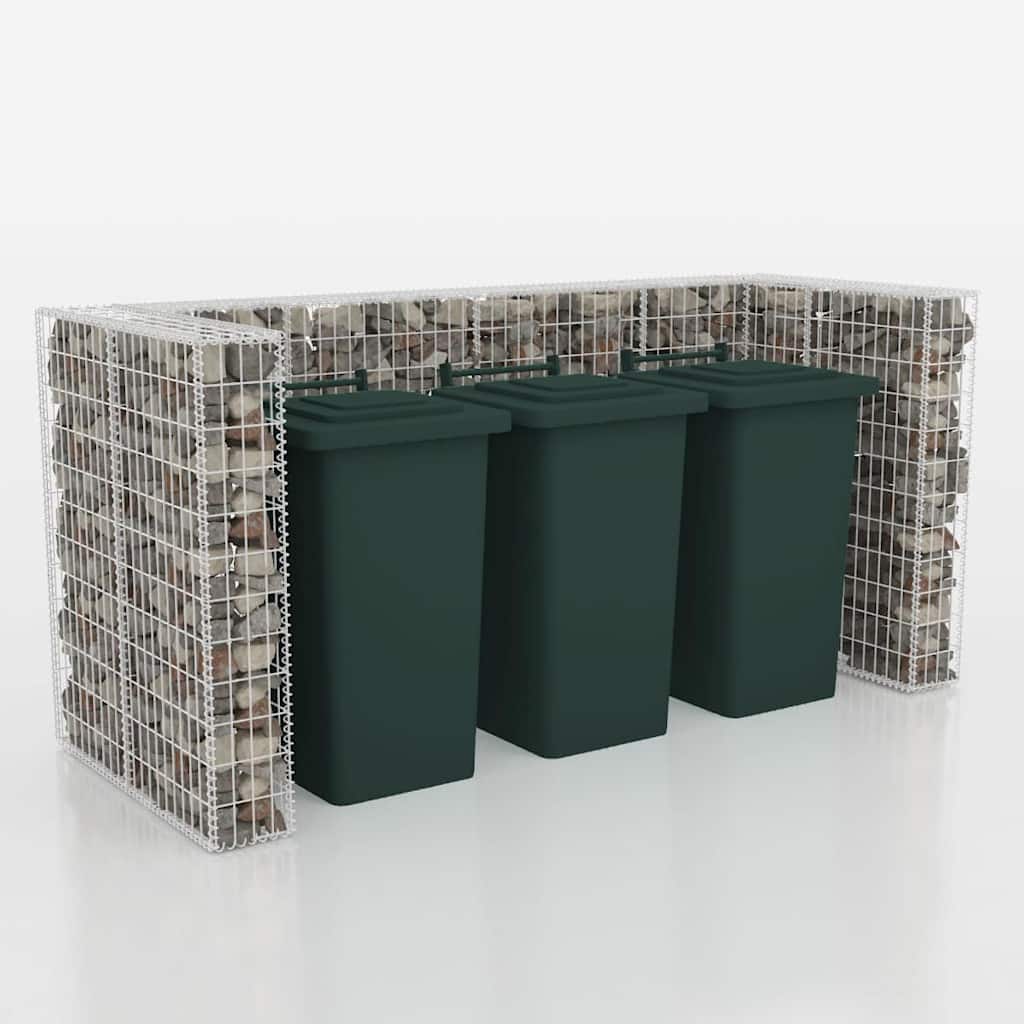Gabionska ograda za tri kante za otpad od čelika 250x100x120 cm