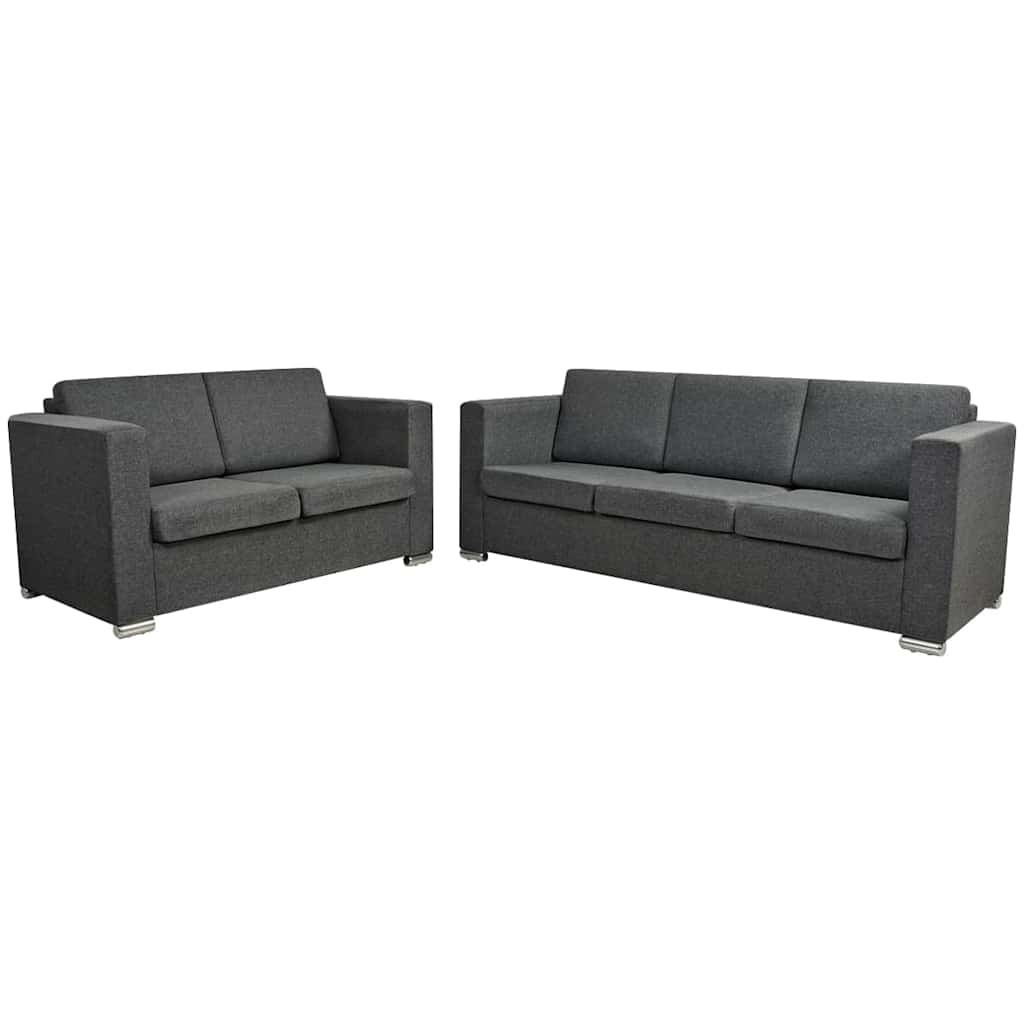Dvodijelni set sofa od tkanina tamnosivi