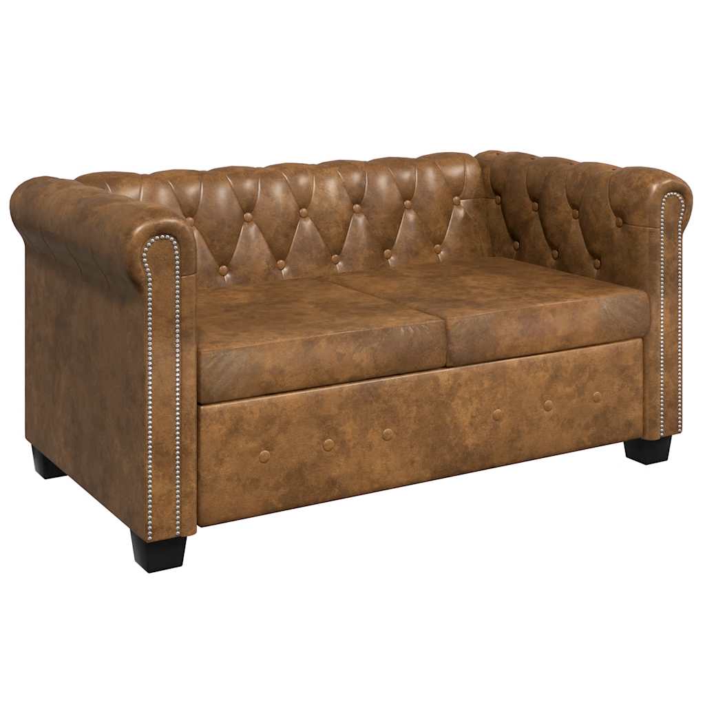 Set dvosjeda i trosjeda Chesterfield smeđi
