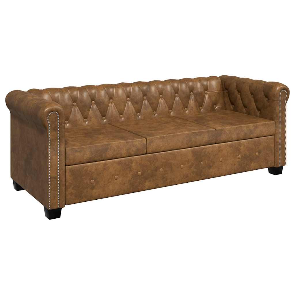 Set dvosjeda i trosjeda Chesterfield smeđi