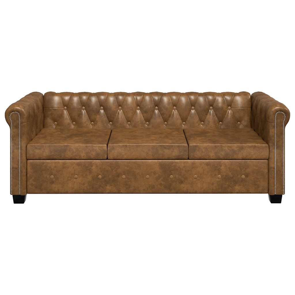 Set dvosjeda i trosjeda Chesterfield smeđi