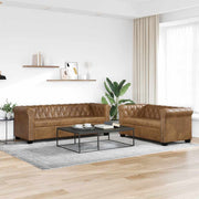 Set dvosjeda i trosjeda Chesterfield smeđi