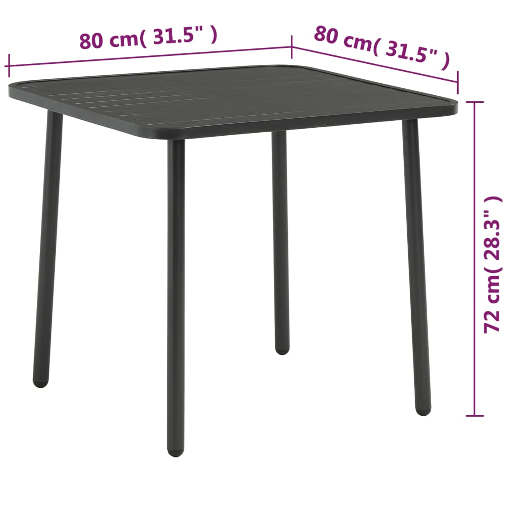 Vrtni stol tamno sivi 80 x 80 x 72 cm čelik