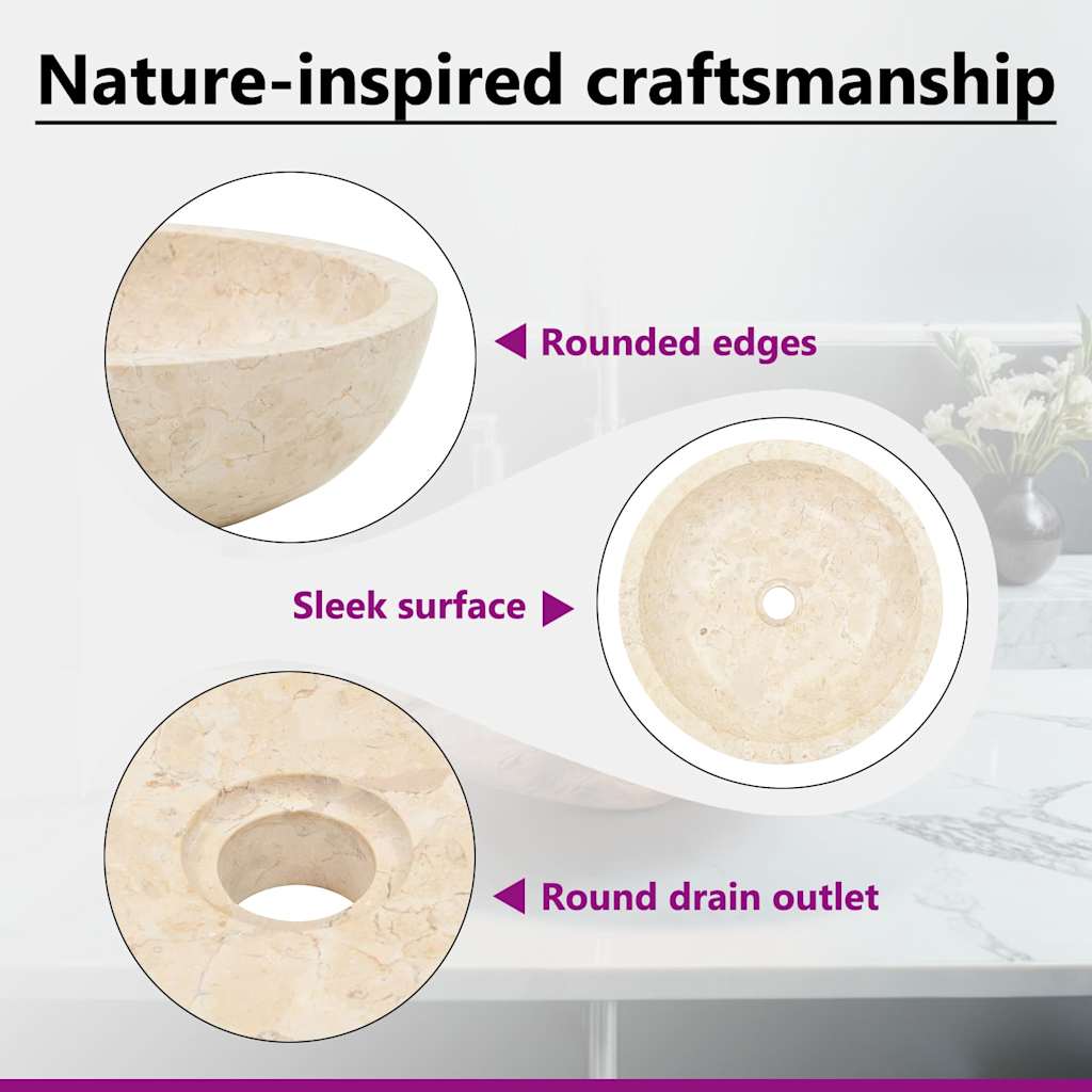 Umivaonik 40 x 12 cm mramorni krem Krema