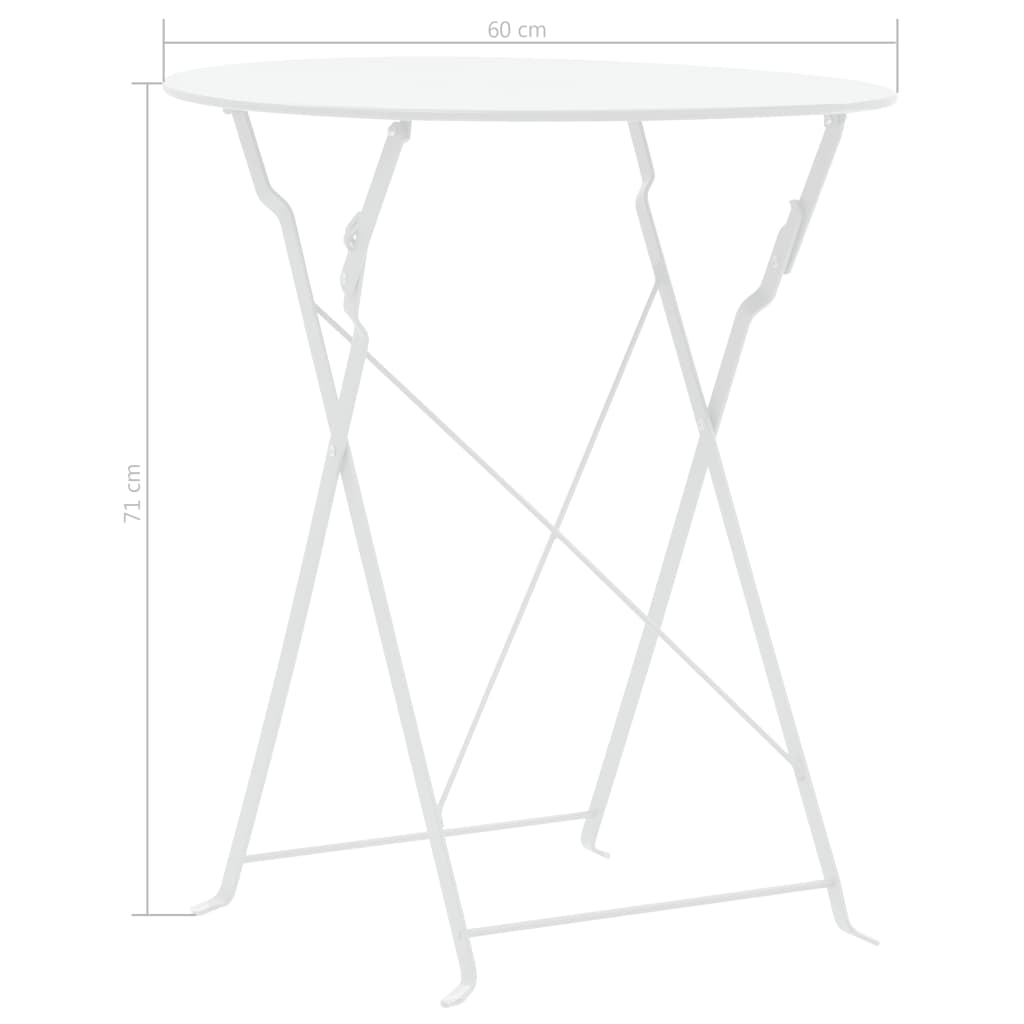 3-dijelni bistro set čelični bijeli