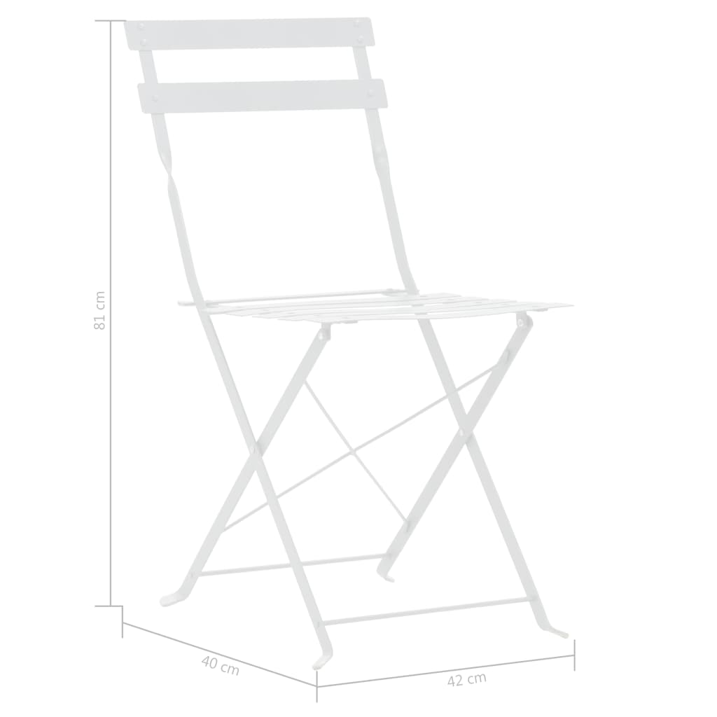 3-dijelni bistro set čelični bijeli