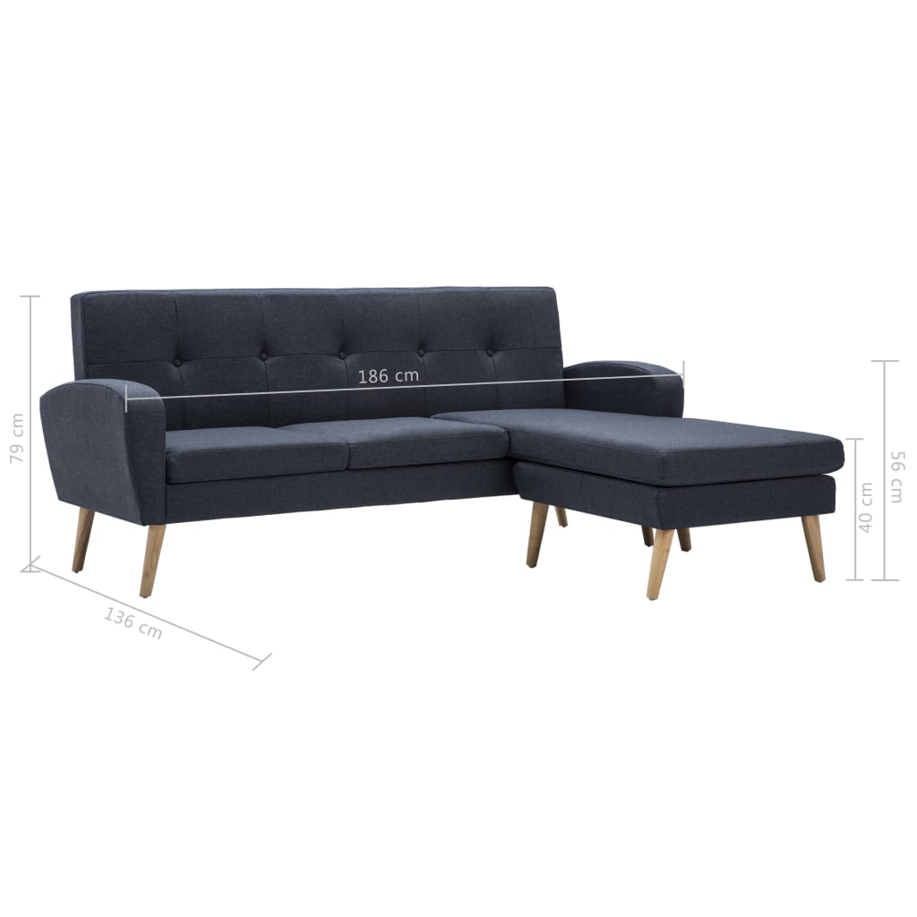 Kutna garnitura s presvlakom od tkanine 186 x 136 x 79 cm tamnosiva