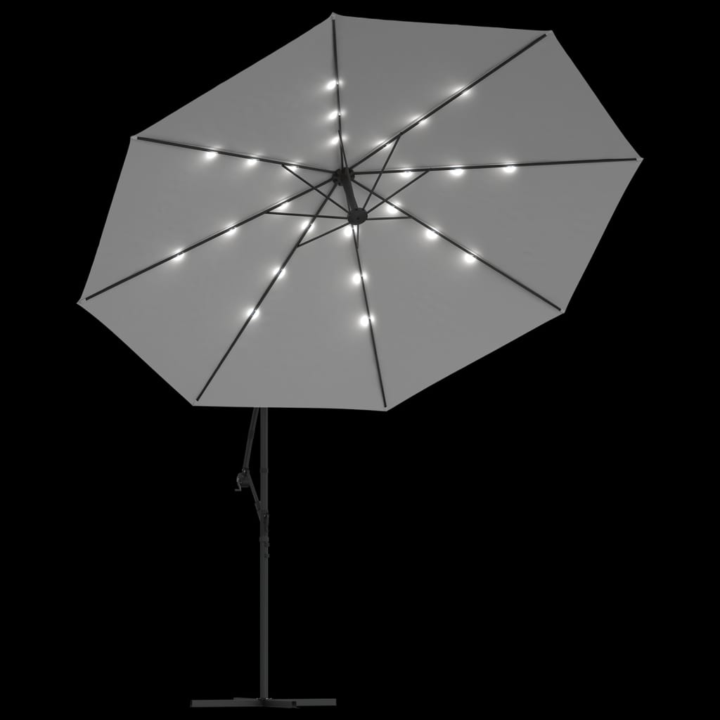 Konzolni vrtni suncobran LED s metalnim stupom 350 cm krem