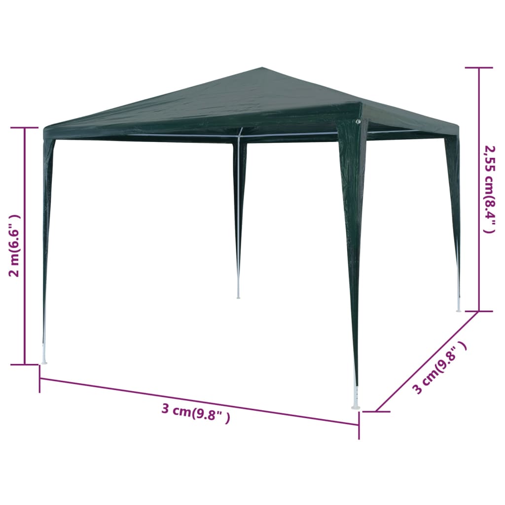 Šator za zabave 3 x 3 m PE zeleni