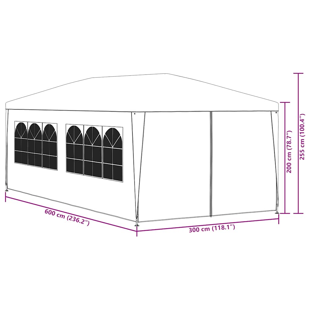 Šator za zabave 3 x 6 m antracit