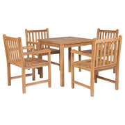 5-dijelni vrtni blagovaonski set od masivne tikovine Smeđa Dužina stola 80 cm