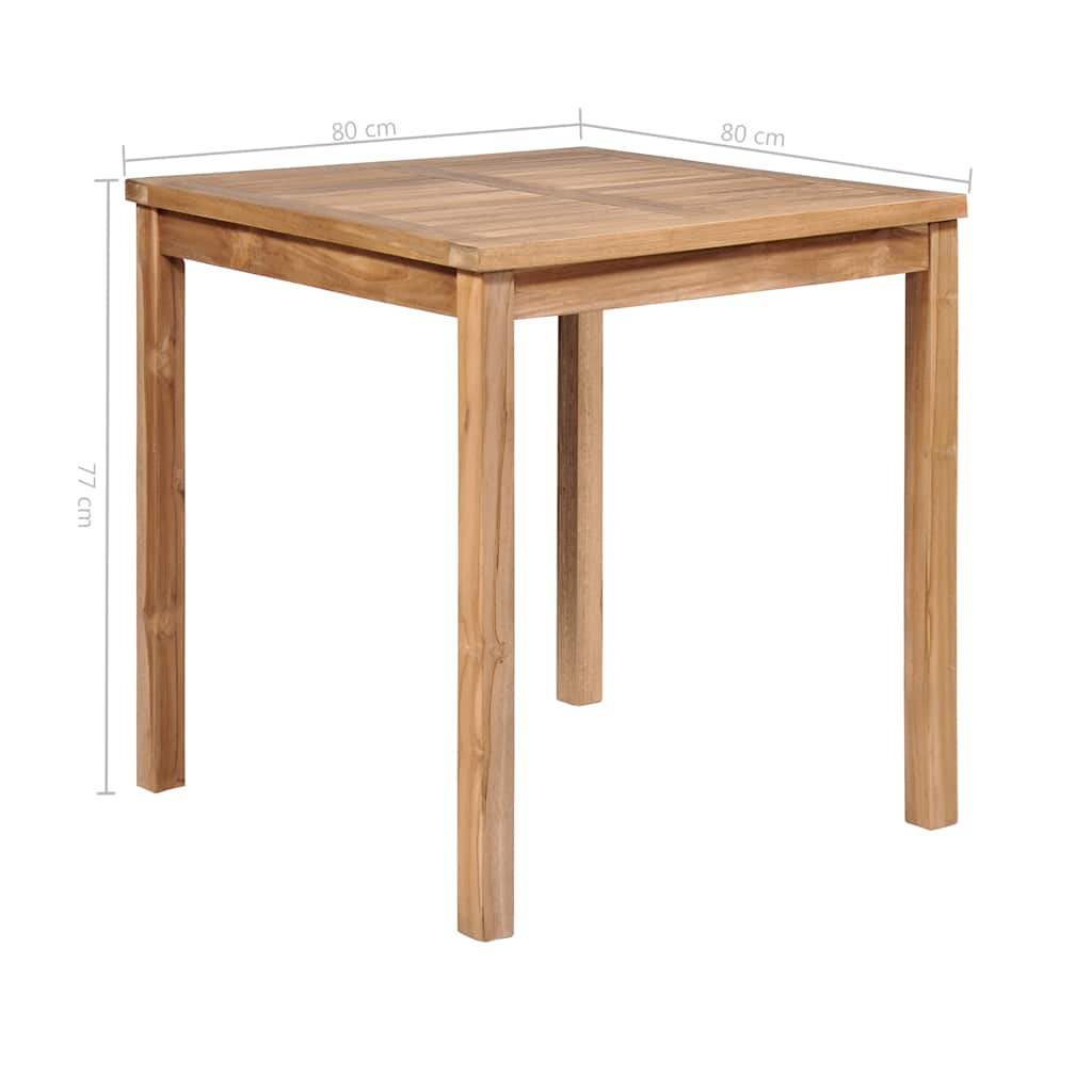 5-dijelni vrtni blagovaonski set od masivne tikovine Smeđa Dužina stola 80 cm