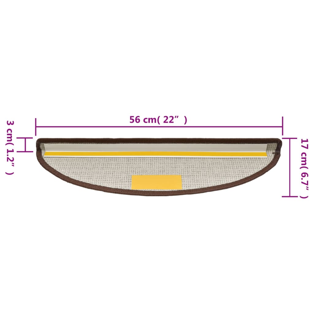 Prostirke za stepenice 15 kom 56x17x3 cm boje kave, poluokrugle
