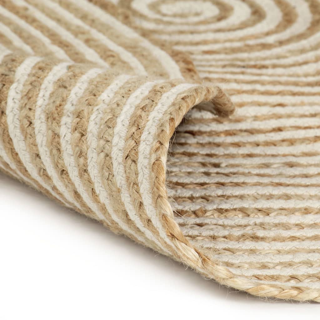 Ručno rađeni tepih od jute sa spiralnim uzorkom bijeli 120 cm