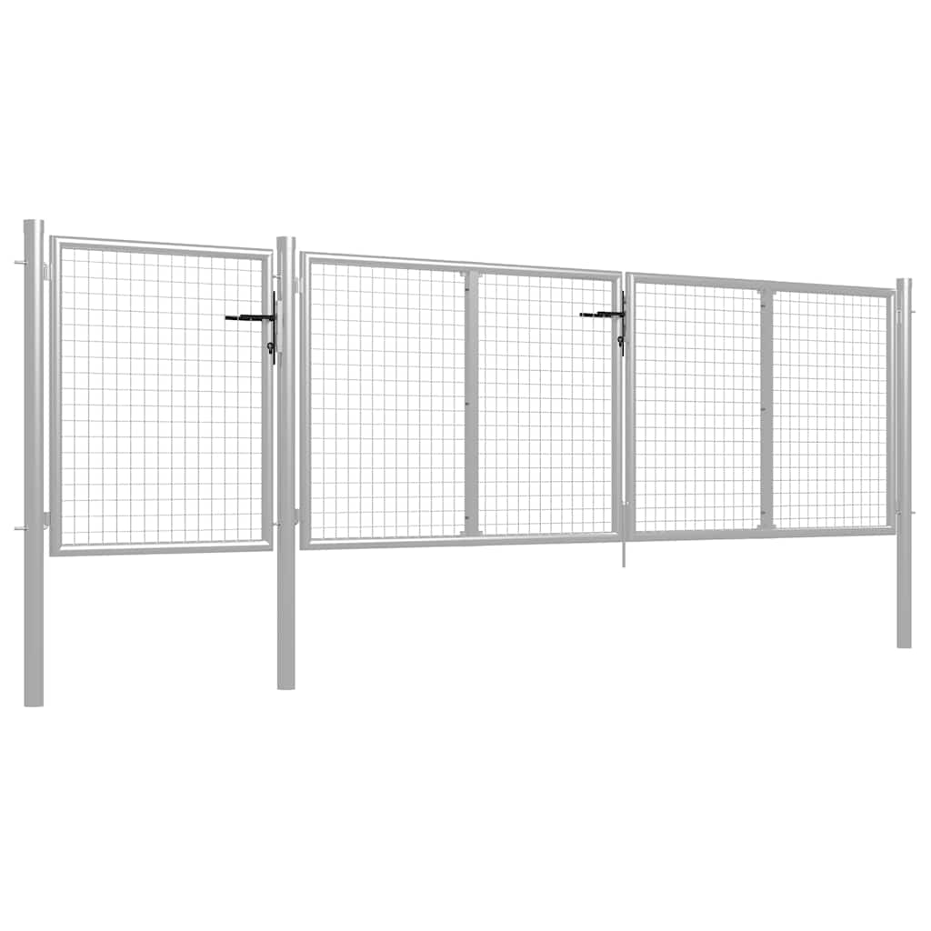 Vrtna vrata Čelik 400x100 cm Srebrna